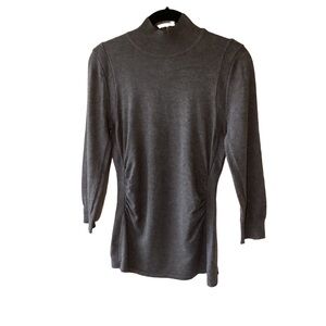 Philosophy Gray Sweater Mock Neckline Ruched Sides Back Zip Rayon Blend Size S